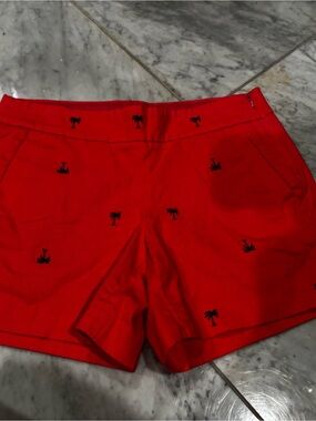 Women’s j crew hot pink Embroidered Palm-Print Shorts